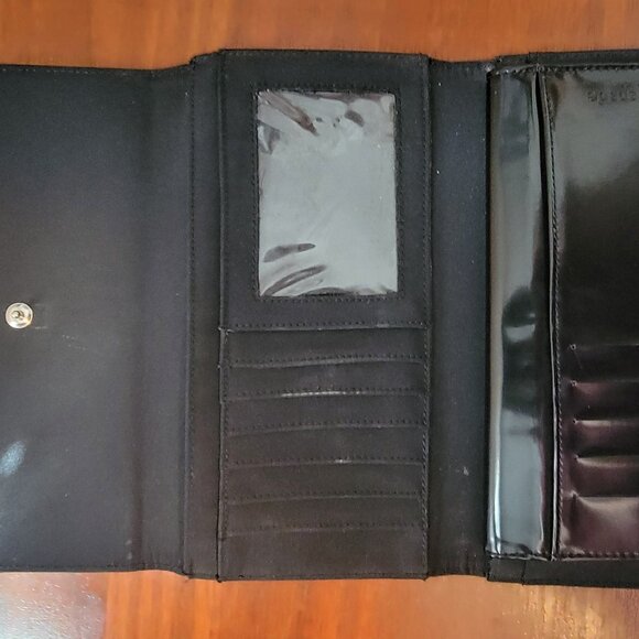 Kate Spade Triple Black Wallet Made In Italy Leather Multi Pocket Design - Picture 4 of 14